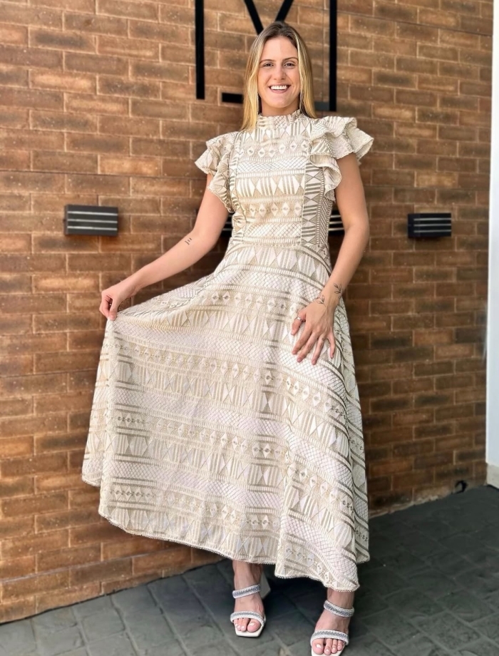 Vestido Dourado – Crepe Flor de Ouro - Image 2
