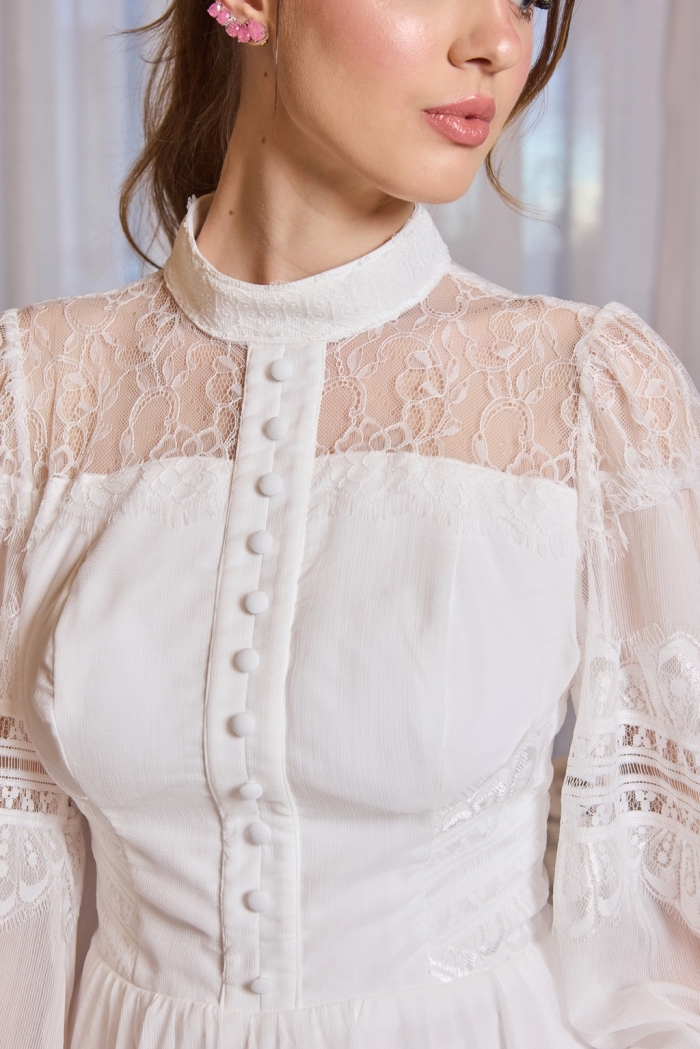 Vestido em Chiffon com Renda - Image 2