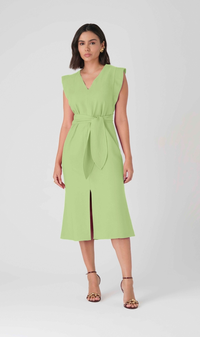 Vestido midi com faixa - Image 2