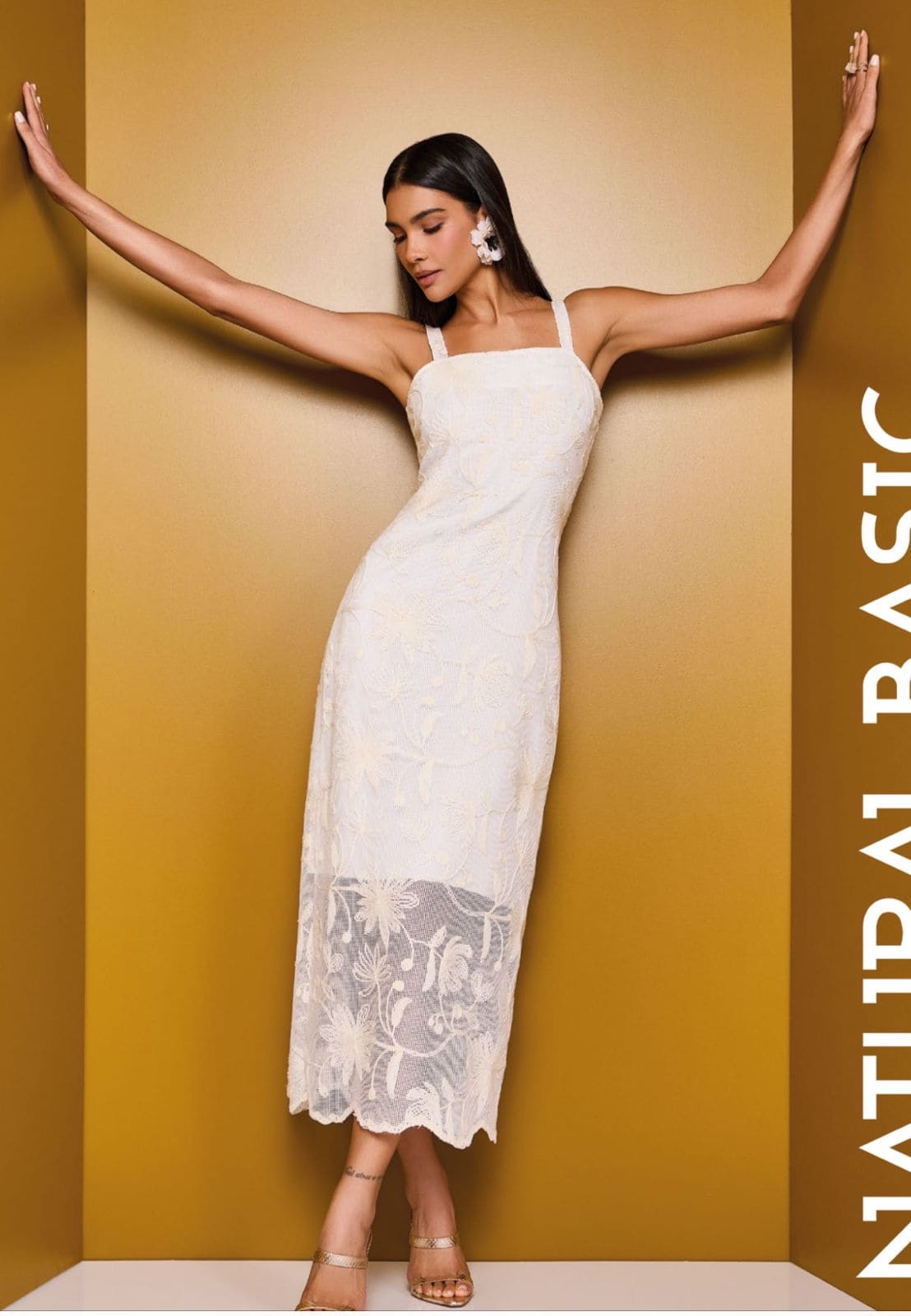 Vestido Midi Tela Bordado Natural Basic - Image 2