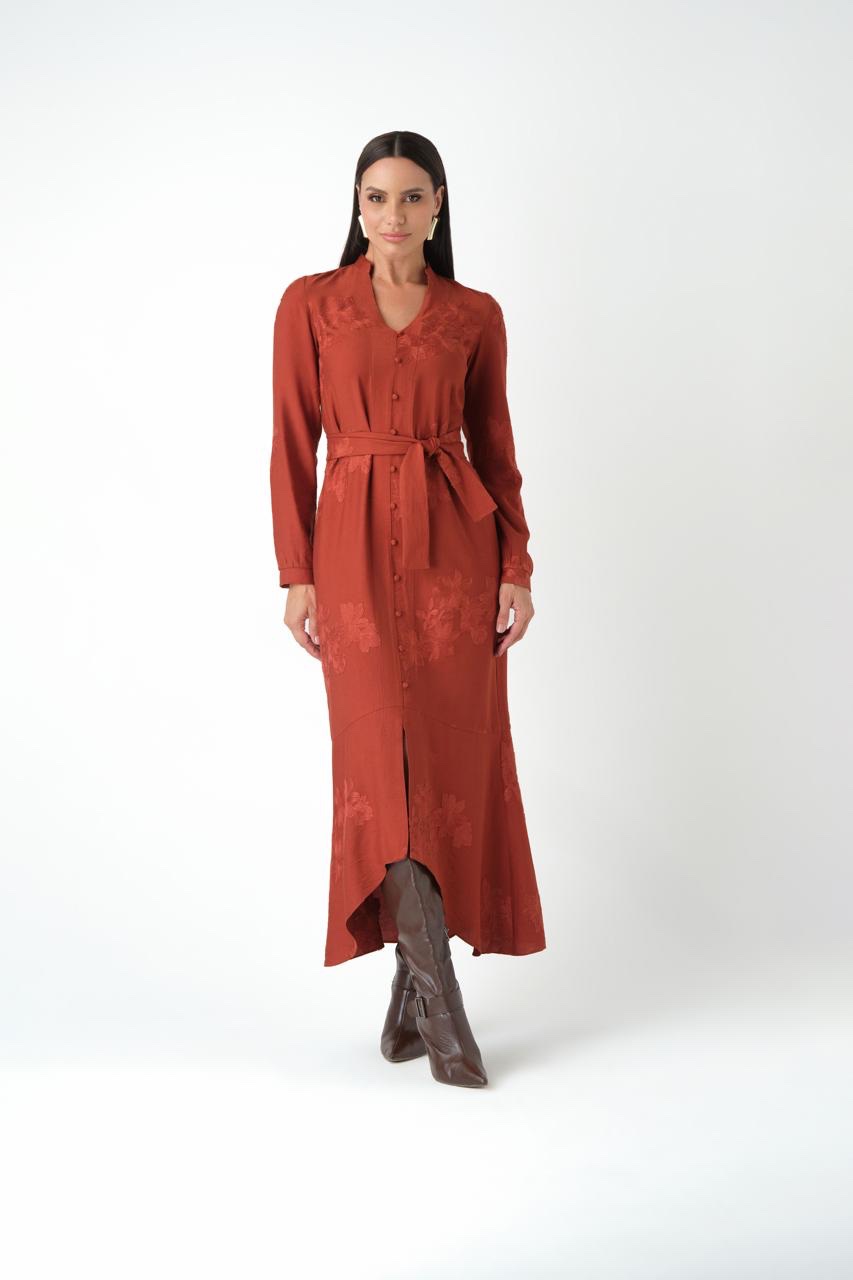 VESTIDO BORDADO TERRACOTA