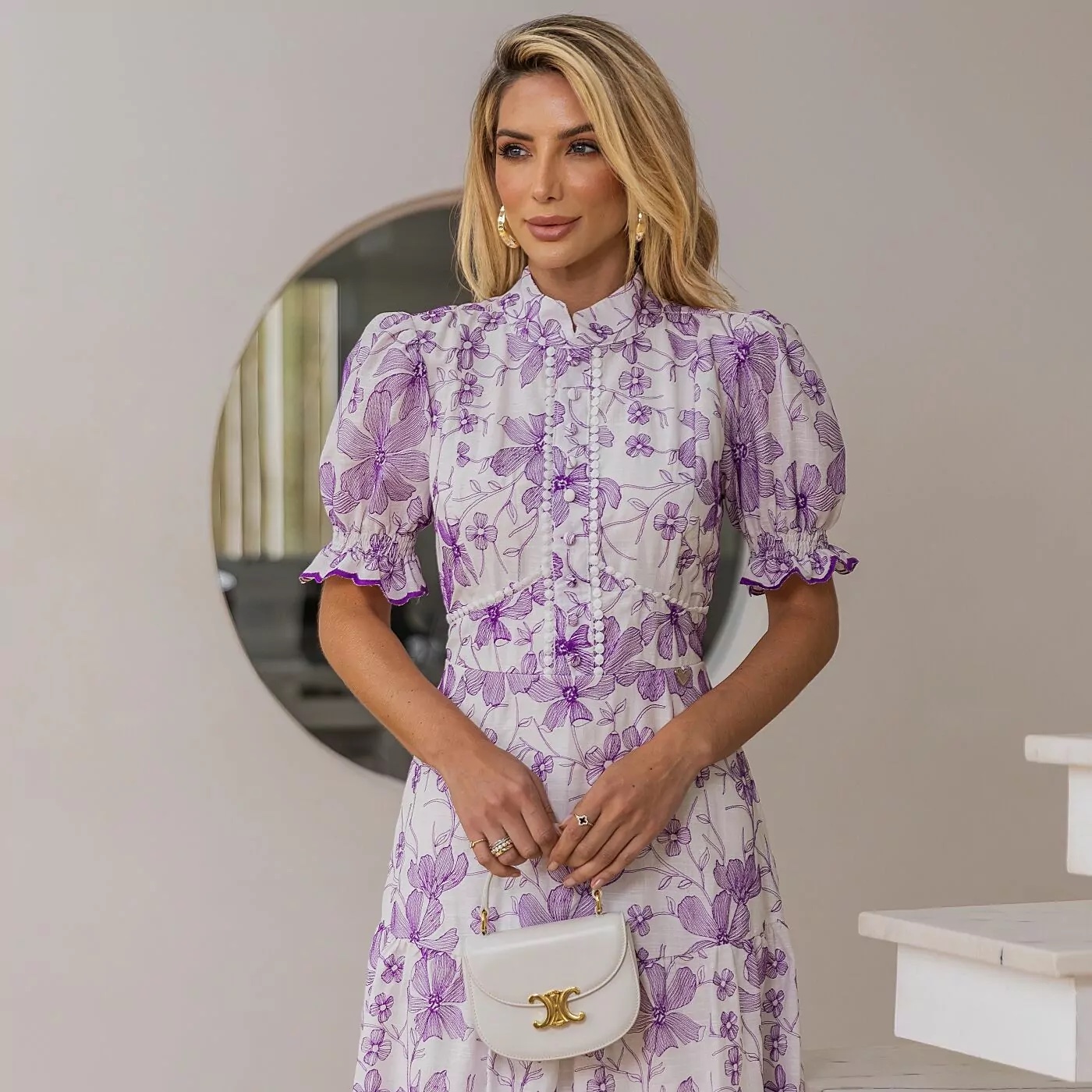 Vestido Max Midi Bordado Lilás - Imagem 2